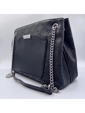 Black Nine West handbag purse silver chain handles silver hardware